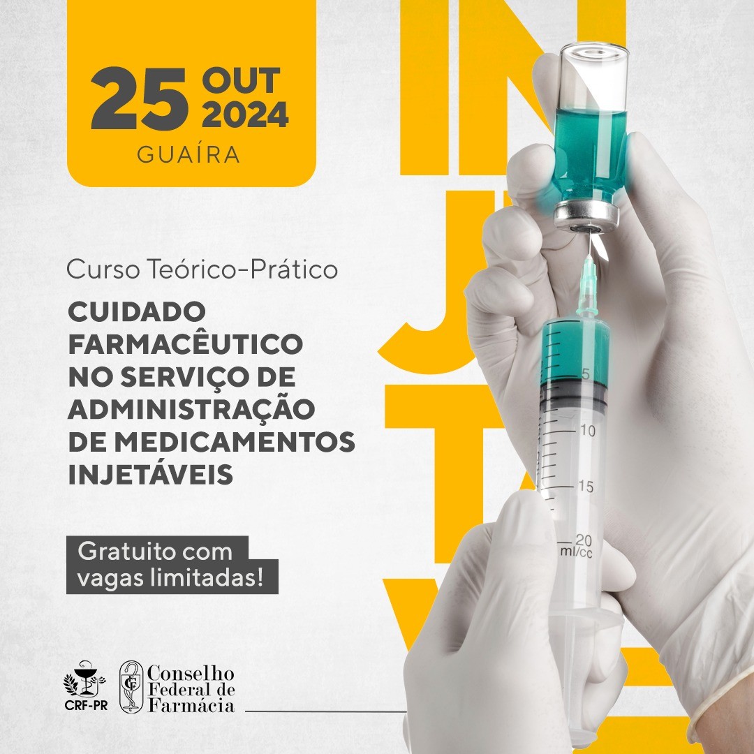 [CANCELADO] Curso Cuidado Farmacêutico no Serviço de Administração de Medicamentos Injetáveis em Guaíra/PR